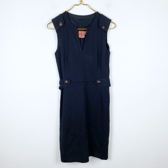 Tory Burch Dresses & Skirts - Tory Burch Wool Blend V Neck Black Sheath Dress